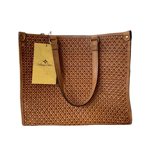 NWT Patricia Nash Leather Purse Small Woven Ava Tote Bag in Sand